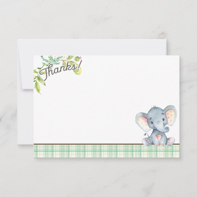 Tarjeta de agradecimiento a Jungle Elephant Baby S (Anverso)