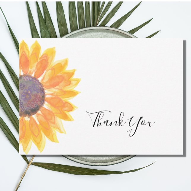 Tarjeta de agradecimiento a la acuarela de girasol (Subido por el creador)