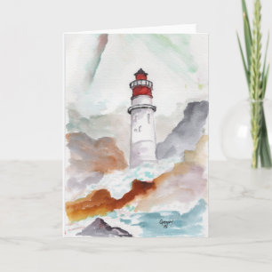 Tarjeta de agradecimiento a la acuarela del faro