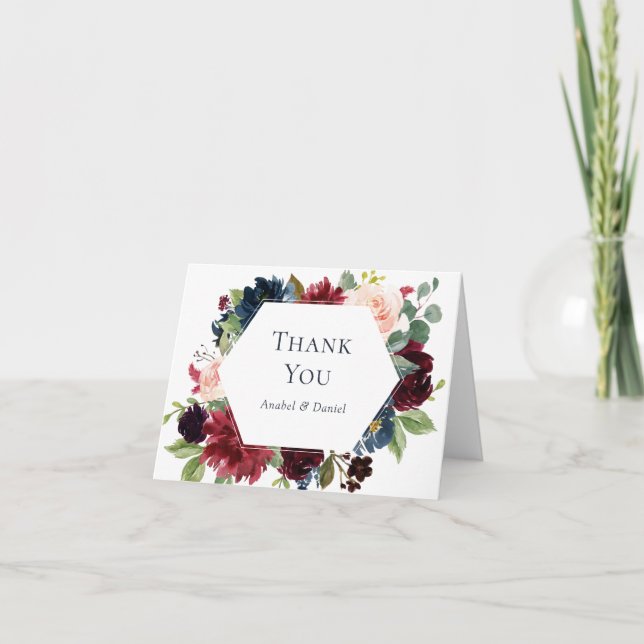Tarjeta de agradecimiento a la acuarela floral de  (Anverso)