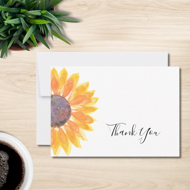 Tarjeta de agradecimiento a la acuarela girasol (Subido por el creador)