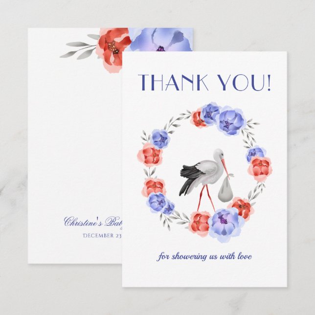 Tarjeta de agradecimiento a la acuarela neutral de (Anverso / Reverso)