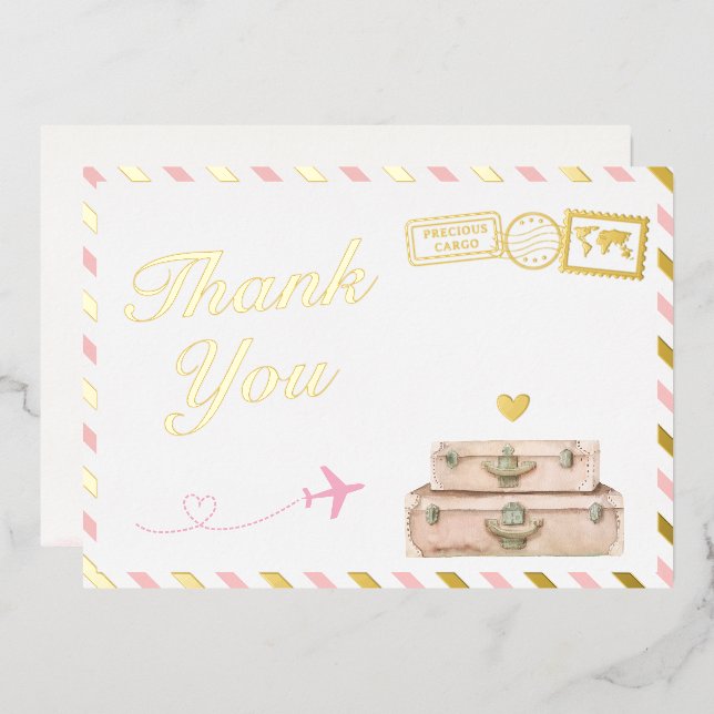 Tarjeta de agradecimiento a la bebé de la aerolíne (Anverso/Reverso)