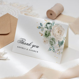 Tarjeta de agradecimiento a la Boda de Flores verd