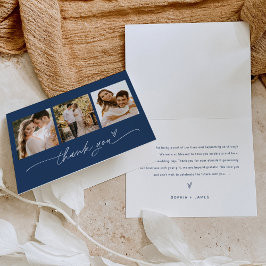 Tarjeta de agradecimiento a la Boda de fotos azul 