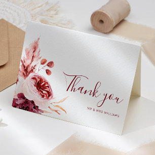 Tarjeta de agradecimiento a la boda de la caída de