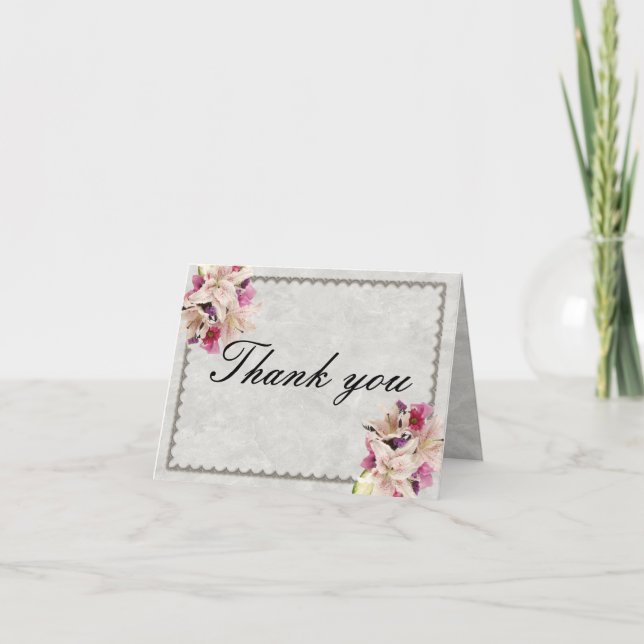 Tarjeta de agradecimiento a la Boda de mármol flor (Anverso)
