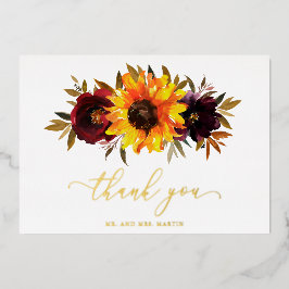 Tarjeta de agradecimiento a la boda de otoño rústi