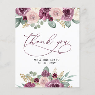 Tarjeta de agradecimiento a la boda floral de ciru