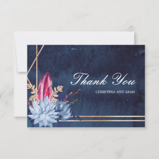 Tarjeta de agradecimiento a la Boda floral Navy Bl