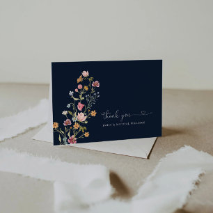 Tarjeta de agradecimiento a la Boda Navy Blue Wild