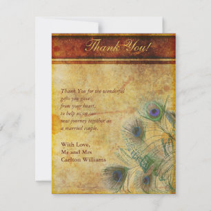 Tarjeta de agradecimiento a la Boda Peacock Feathe