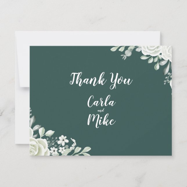 Tarjeta de agradecimiento a la Boda plana de hojas (Anverso)