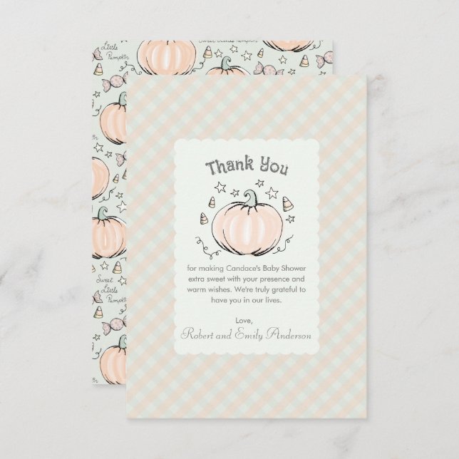 Tarjeta de agradecimiento a la calabaza Baby Showe (Anverso / Reverso)