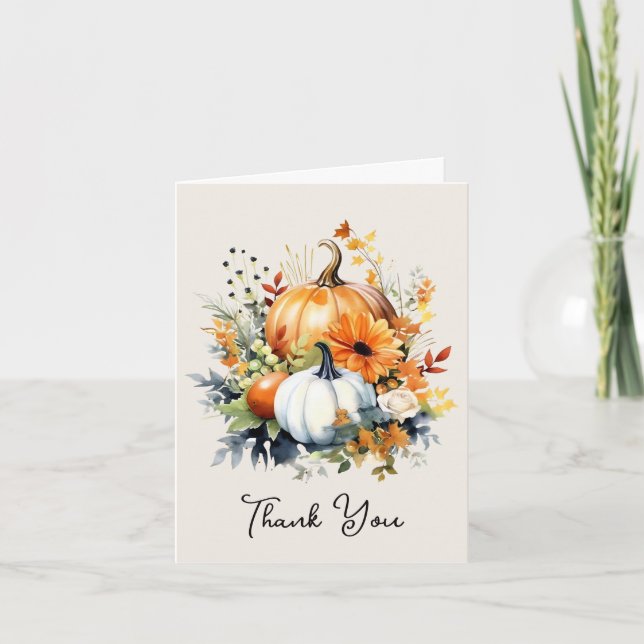 Tarjeta de agradecimiento a la Calabaza de otoño a (Anverso)