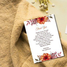 Tarjeta de agradecimiento a la Calabaza Floral Aut