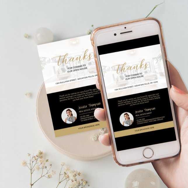 Tarjeta de agradecimiento a la Casa Abierta Inmobi (Modern Real Estate Open House Thank You Card)