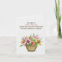 Tarjeta de agradecimiento a la cesta de Lily de Ve