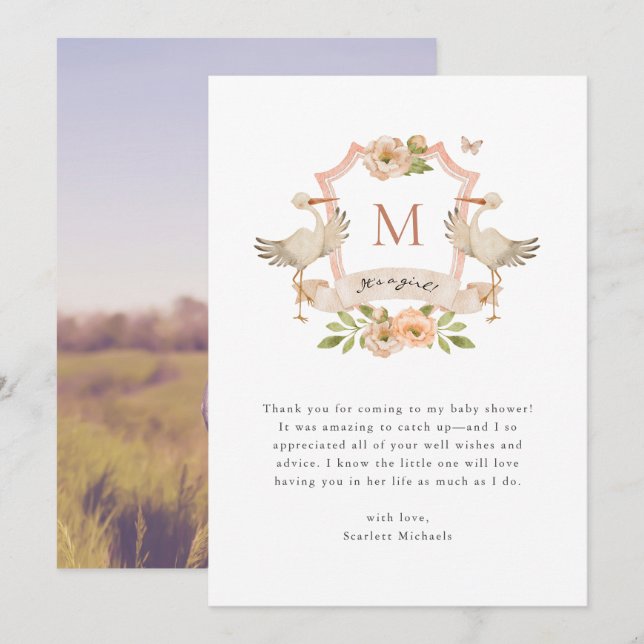 Tarjeta de agradecimiento a la chica bebé (Anverso / Reverso)