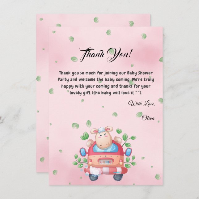 Tarjeta de agradecimiento a la chica de la cama (Anverso / Reverso)