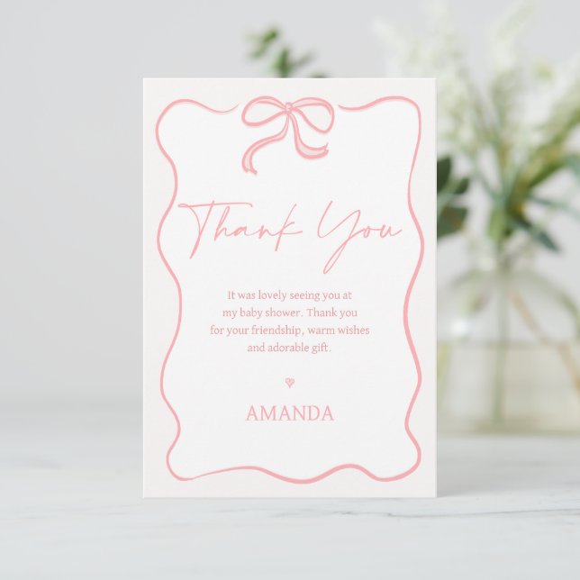 Tarjeta de agradecimiento a la Chica rosa moderna  (Anverso de pie)