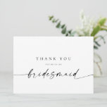 Tarjeta de agradecimiento a la dama de honor | Min<br><div class="desc">Este diseño minimalista es perfecto para la novia moderna. Con un script de firma manuscrita emparejado con un sencillo tipo de letra sans-serif. Personalice con su propio mensaje en la parte posterior, o ordene en blanco y escriba a mano su mensaje. ¡Visita la tienda para ver las tarjetas Maid/Matron of...</div>