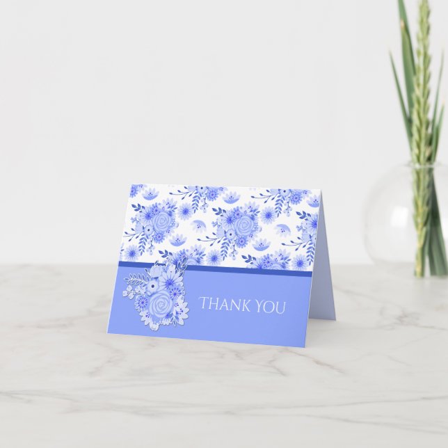 Tarjeta de agradecimiento a la ducha con flores az (Anverso)