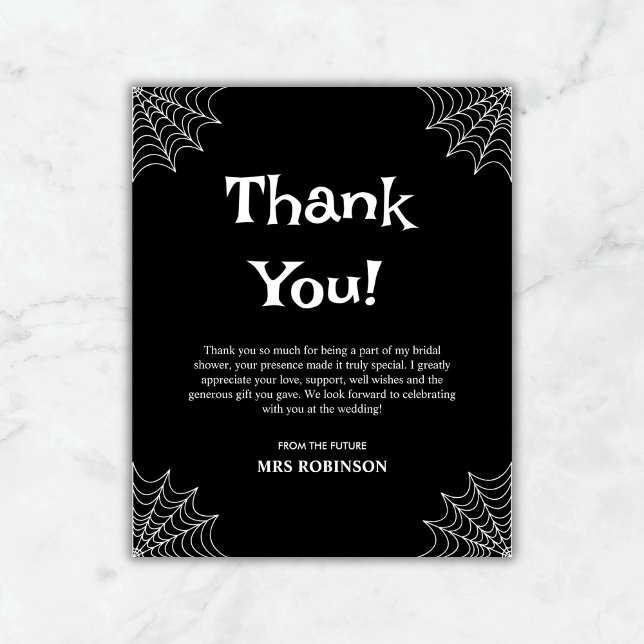 Tarjeta de agradecimiento a la ducha de novia Blac (Black She Found Her Boo Halloween Bridal Shower Thank You Card )