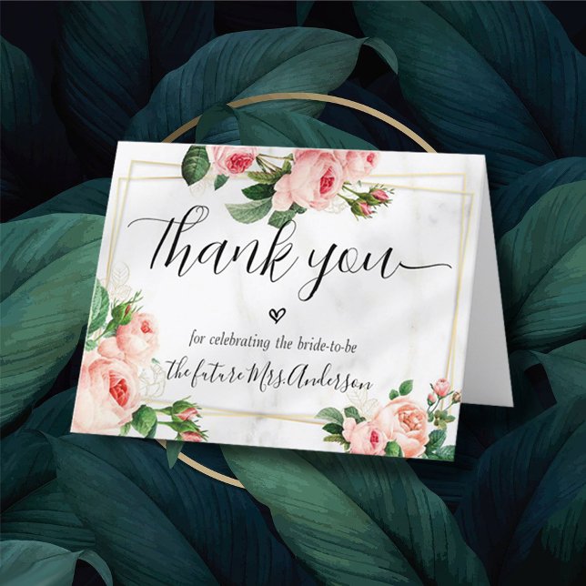 Tarjeta de agradecimiento a la ducha de novia con  (bridal shower thank you card)