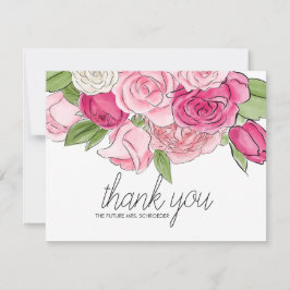 Tarjeta de agradecimiento a la ducha de novia con 