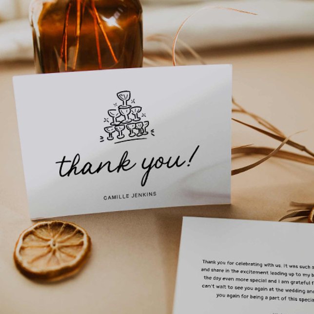 Tarjeta de agradecimiento a la ducha de novia mode (Modern Bridal Shower thank you card with message)
