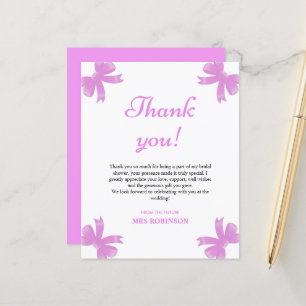 Tarjeta de agradecimiento a la ducha de novia Purp