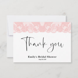 Tarjeta de agradecimiento a la ducha de novia rosa