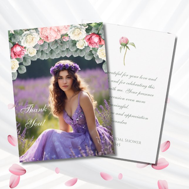 Tarjeta de agradecimiento a la ducha de novia rosa (Subido por el creador)