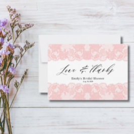 Tarjeta de agradecimiento a la ducha de novia rosa