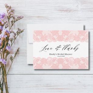 Tarjeta de agradecimiento a la ducha de novia rosa