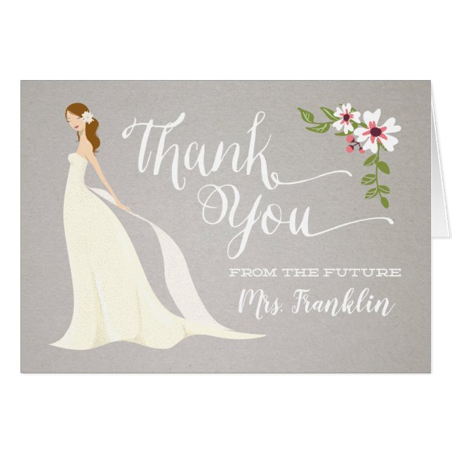 Tarjeta de agradecimiento a la ducha de novia - Ru (Anverso (Horizontal))