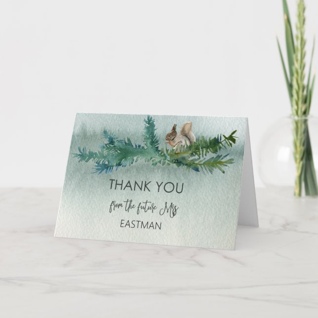 Tarjeta de agradecimiento a la ducha de novia rúst (Anverso)