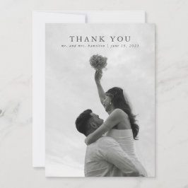 Tarjeta de agradecimiento a la elegante boda azul