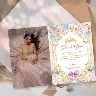 Tarjeta de agradecimiento a la elegante floral ros