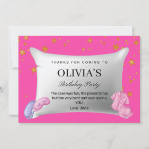 Tarjeta de agradecimiento a la fiesta de cumpleaño