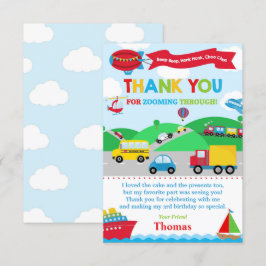 Tarjeta de agradecimiento a la fiesta de cumpleaño