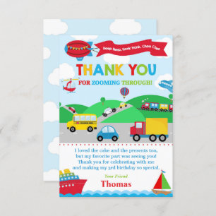 Tarjeta de agradecimiento a la fiesta de cumpleaño