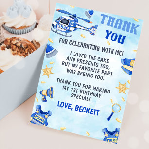 Tarjeta de agradecimiento a la fiesta de cumpleaño
