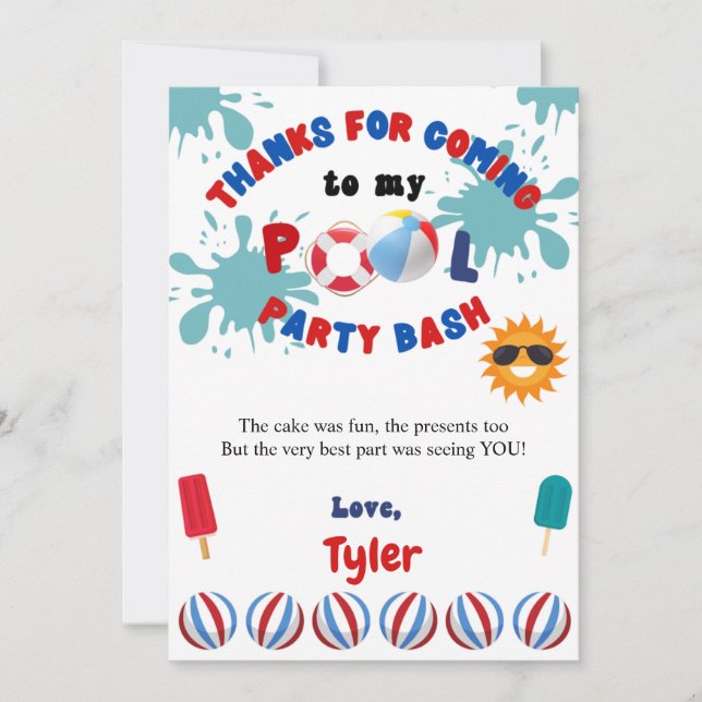Tarjeta de agradecimiento a la fiesta de cumpleaño (Anverso)