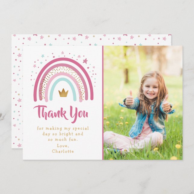 Tarjeta de agradecimiento a la fiesta de cumpleaño (Anverso / Reverso)