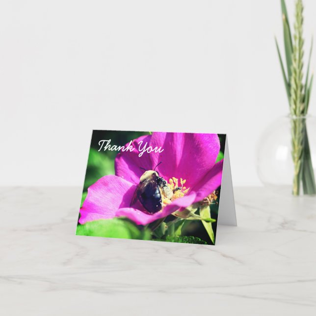 Tarjeta De Agradecimiento A La Flor De Abeja De Ro (Anverso)