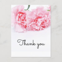 Tarjeta de agradecimiento a la flor de clavel rosa