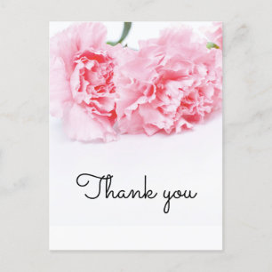 Tarjeta de agradecimiento a la flor de clavel rosa