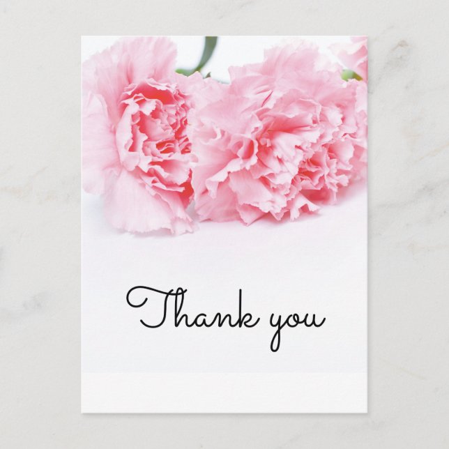 Tarjeta de agradecimiento a la flor de clavel rosa (Anverso)